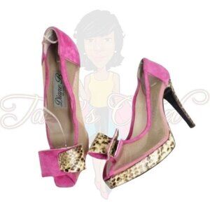 Diane B Milano Pink Peep Toe Snakeskin Print Heels